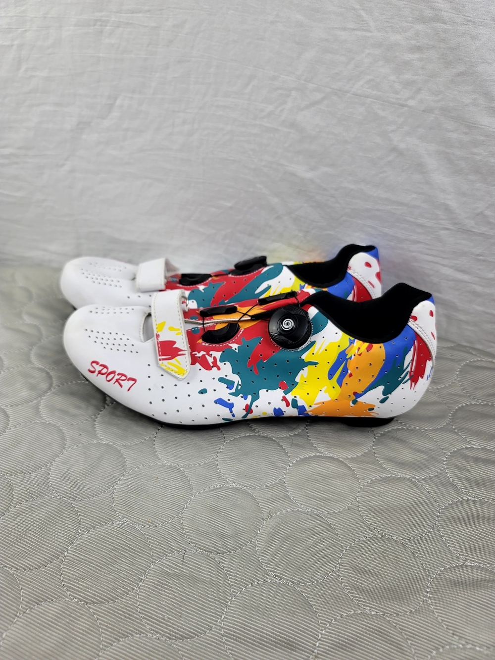 Road Cycling Shoes Multicolor Paint Splatter Men Size 41 EUR US 8 Spin